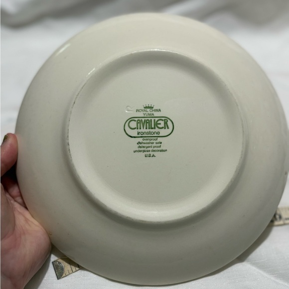 VintageYellow and Brown Ceramic Dinner Plate - Picture 3 of 3